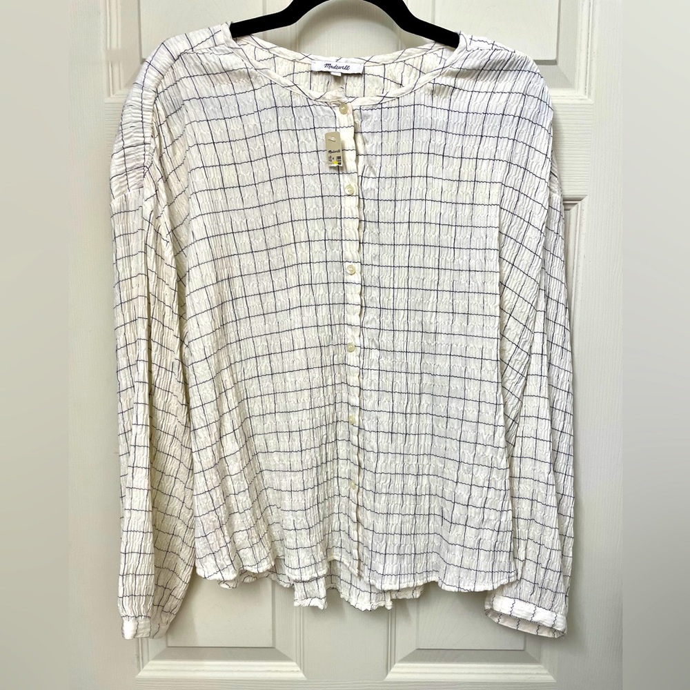 SALE! Madewell Cream & Gray Textured Tunic/Button-Down